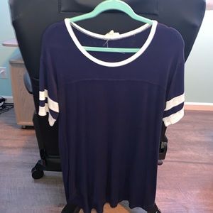 dark blue shirt